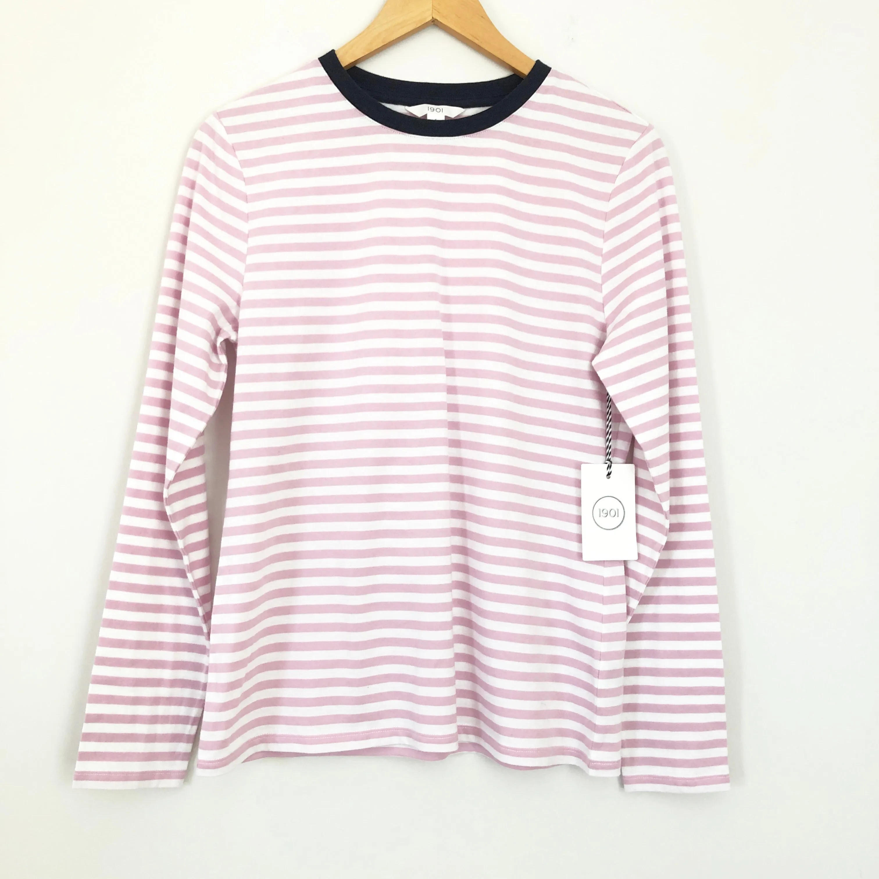 1901 Pink Stripe and Navy Collar Long Sleeve NWT- Size S