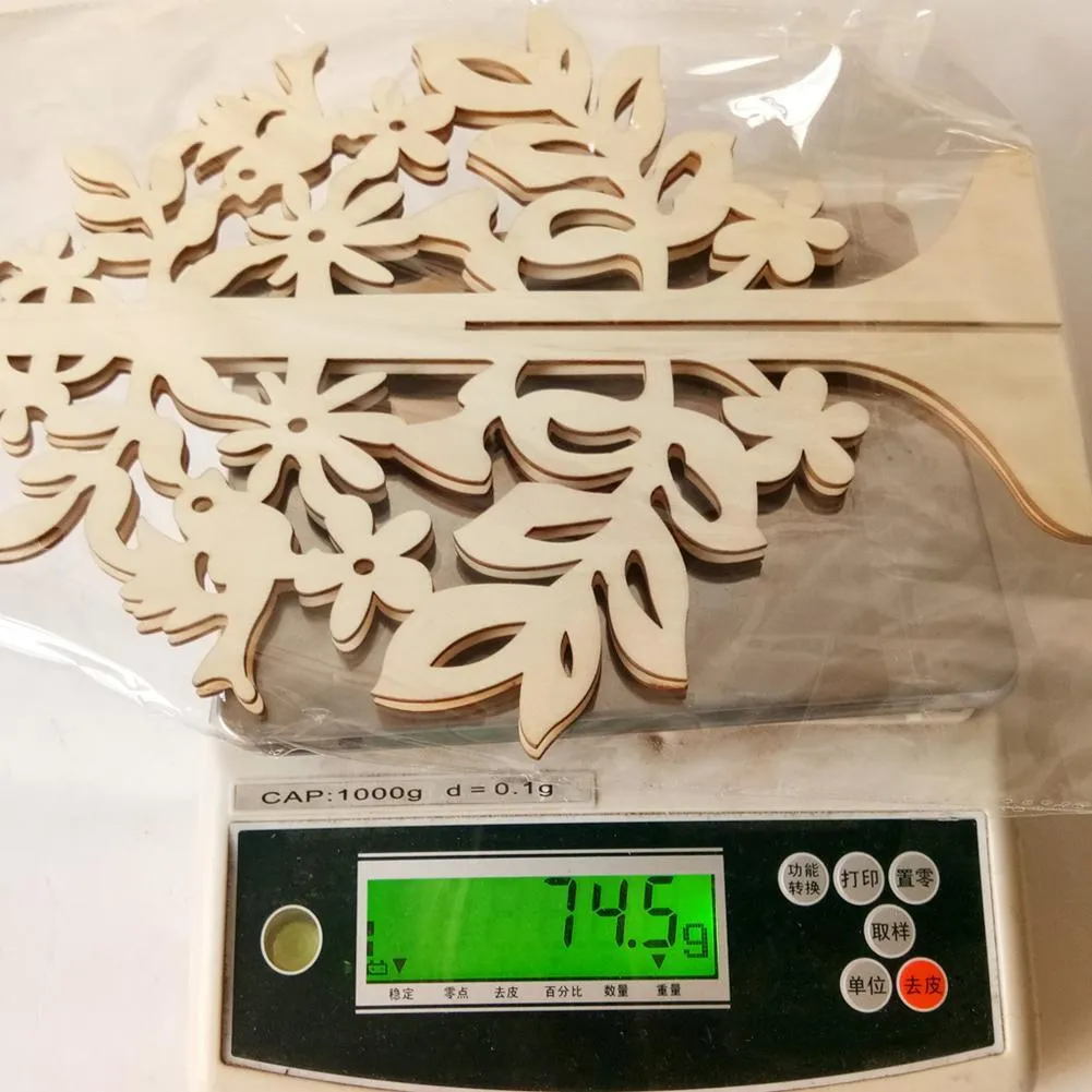3D Wooden Christmas Tree Ornaments DIY Hollow Carved Xmas Crafts Home Decor