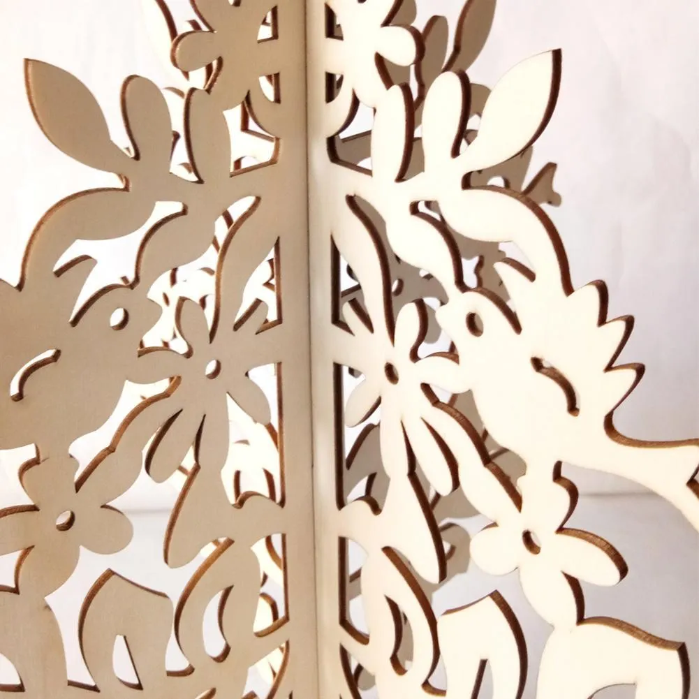 3D Wooden Christmas Tree Ornaments DIY Hollow Carved Xmas Crafts Home Decor