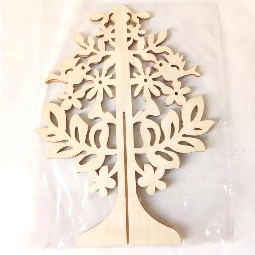 3D Wooden Christmas Tree Ornaments DIY Hollow Carved Xmas Crafts Home Decor