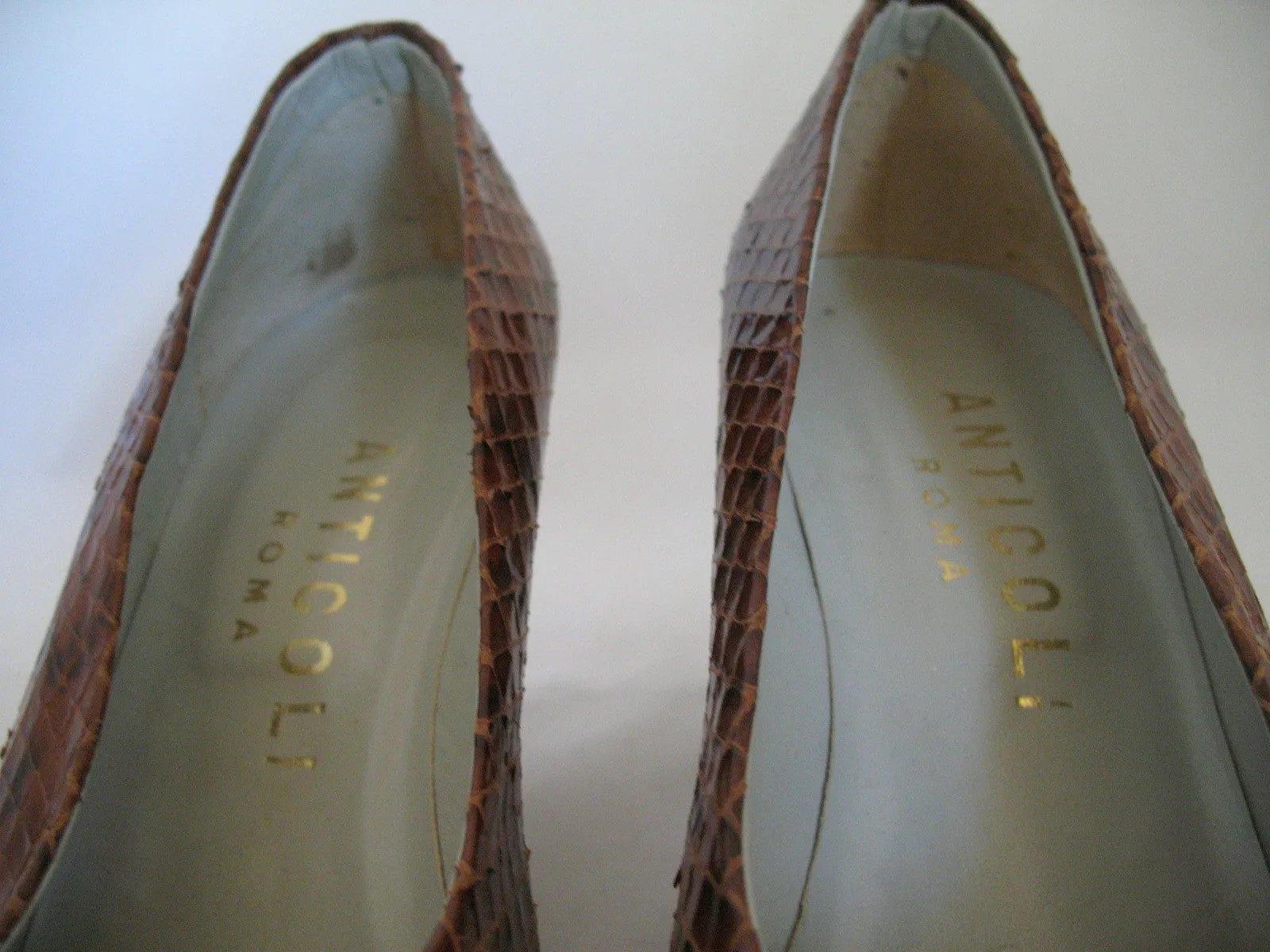 ANTICOLI ROMA MADE In ITALY SNAKE SKIN SNAKESKIN Animal Pattern Leather Womens SHOES size 5 35