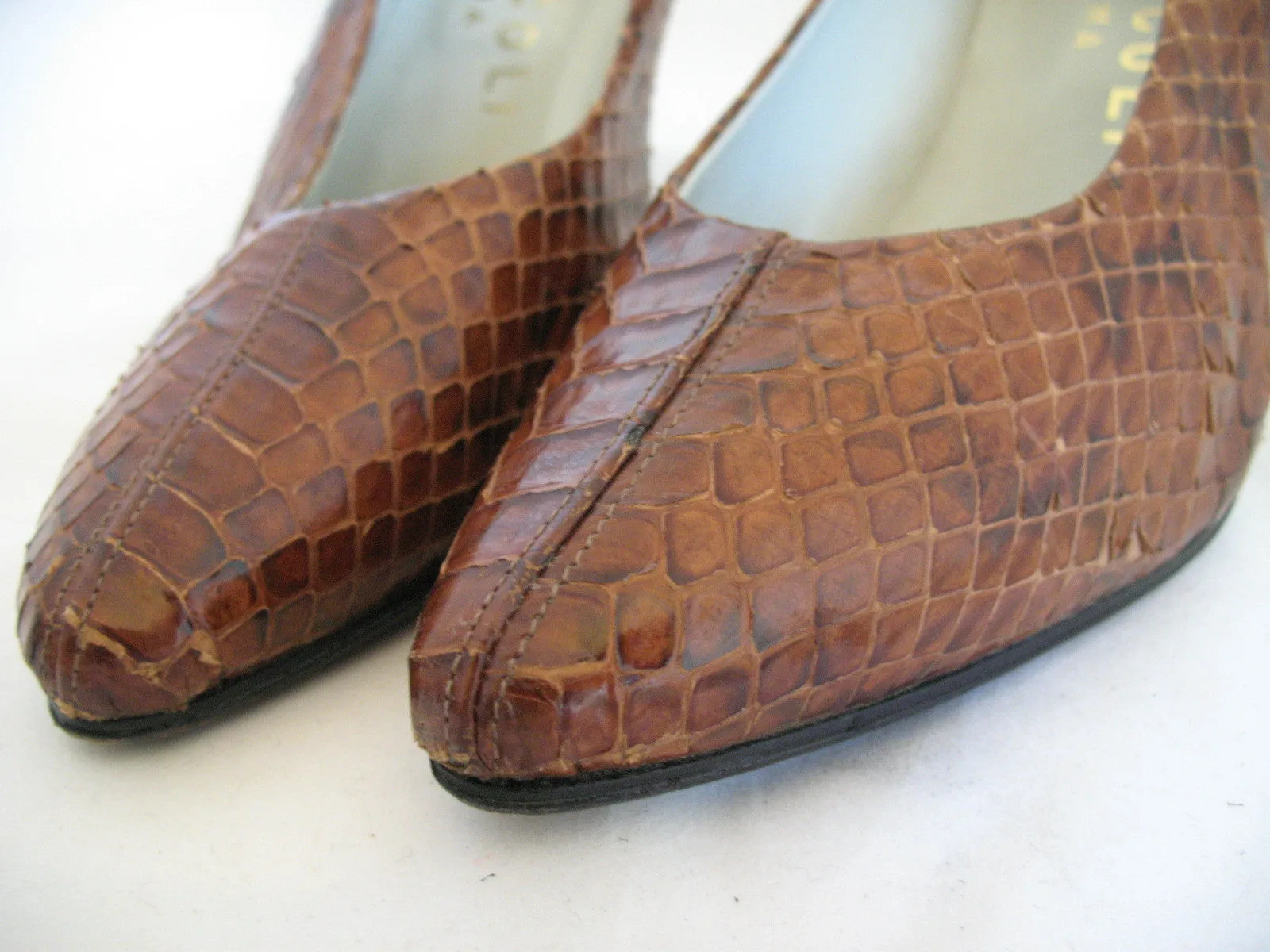 ANTICOLI ROMA MADE In ITALY SNAKE SKIN SNAKESKIN Animal Pattern Leather Womens SHOES size 5 35