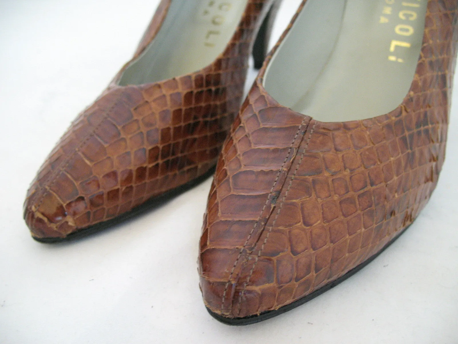 ANTICOLI ROMA MADE In ITALY SNAKE SKIN SNAKESKIN Animal Pattern Leather Womens SHOES size 5 35