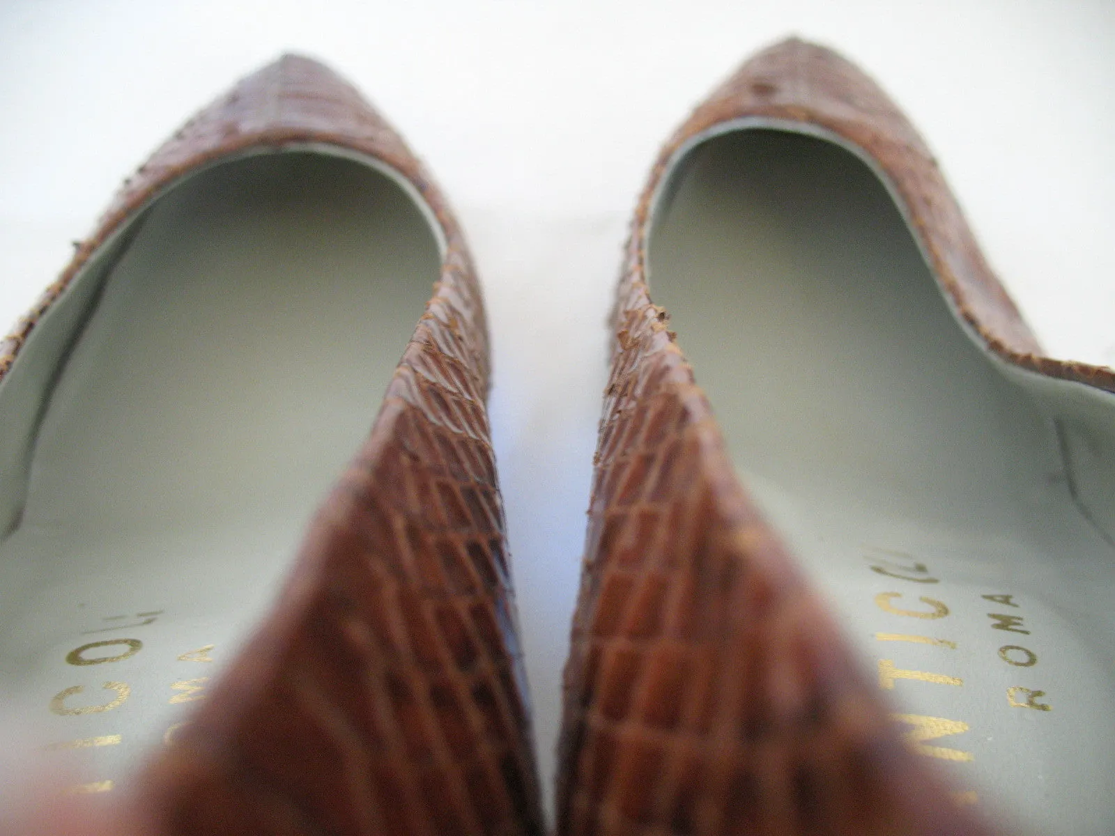 ANTICOLI ROMA MADE In ITALY SNAKE SKIN SNAKESKIN Animal Pattern Leather Womens SHOES size 5 35