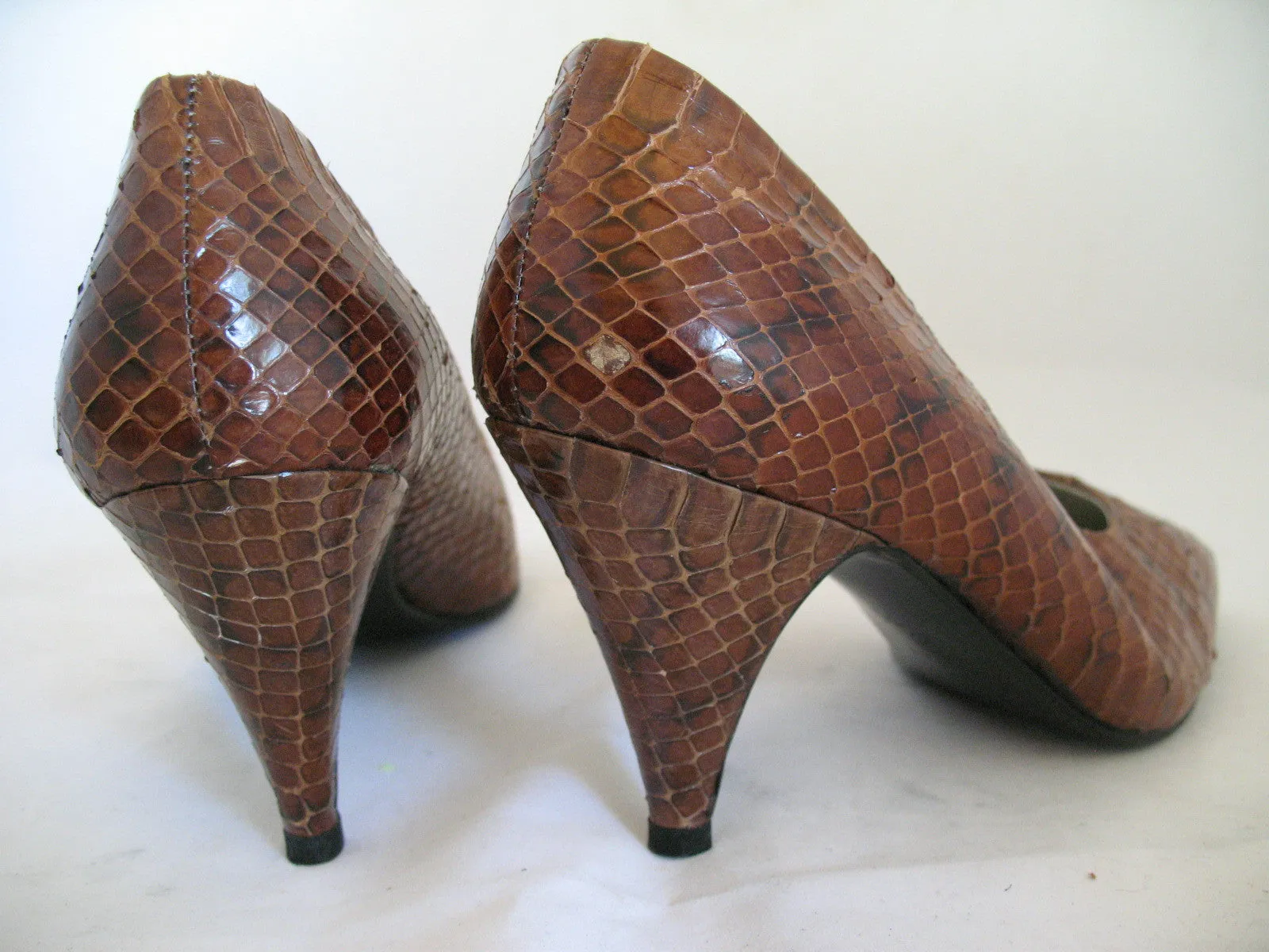 ANTICOLI ROMA MADE In ITALY SNAKE SKIN SNAKESKIN Animal Pattern Leather Womens SHOES size 5 35
