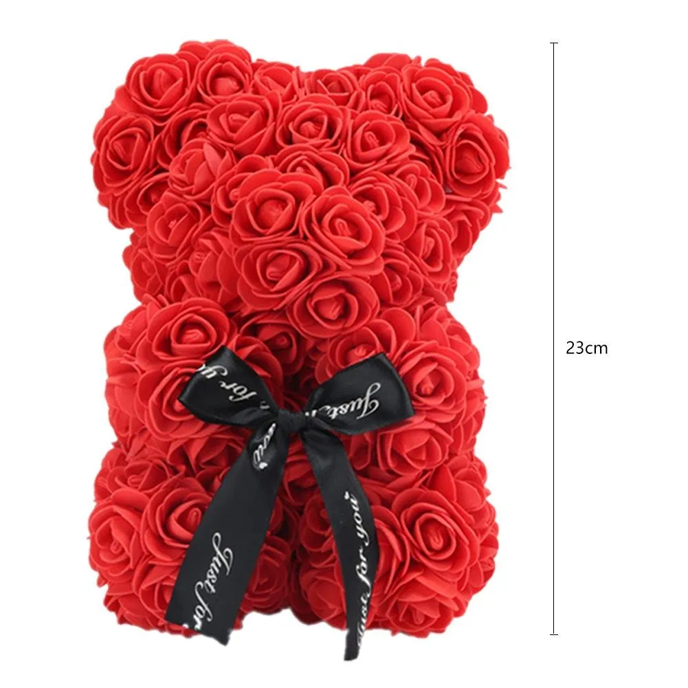 Artificial Flower Rose Bear Doll Valentine Day Christmas Gift Wedding Decor
