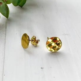 Brass Hammered Stud Earrings