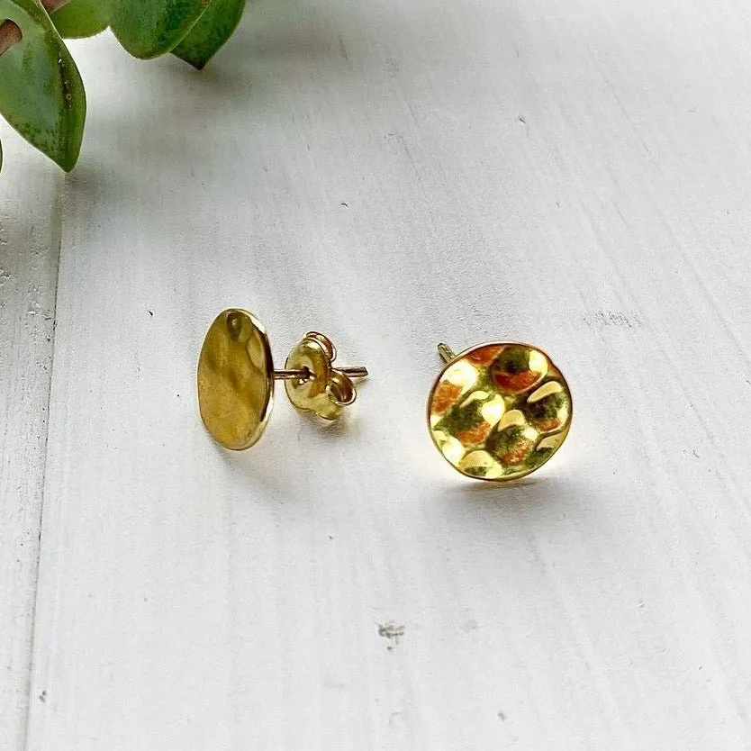 Brass Hammered Stud Earrings