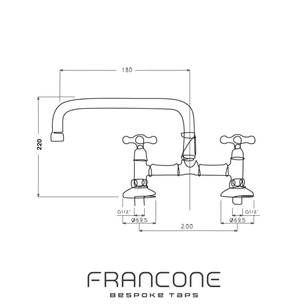 BT63 traditional tap with swivel spout and custom base