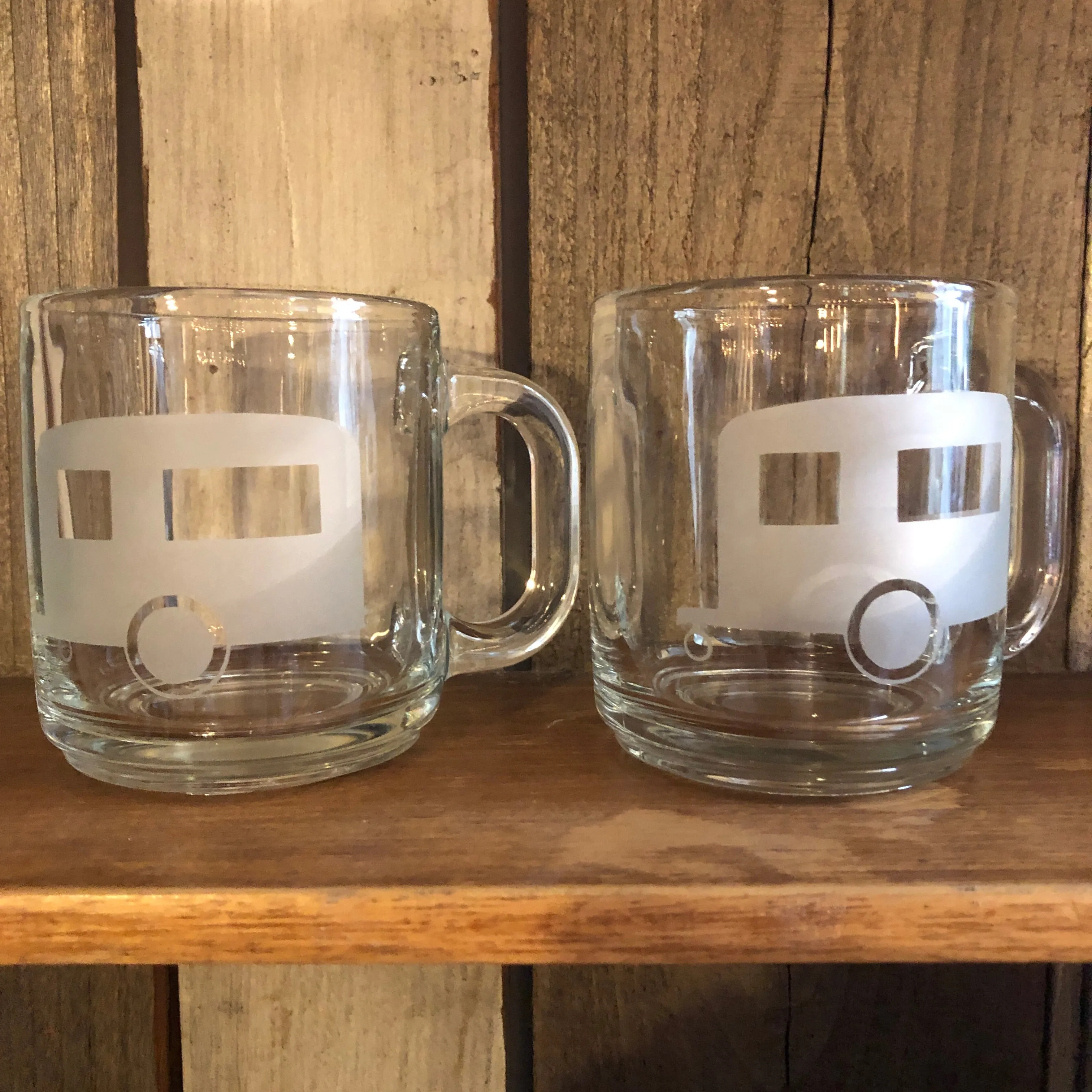 Camper Airstream Etched Glass Mug
