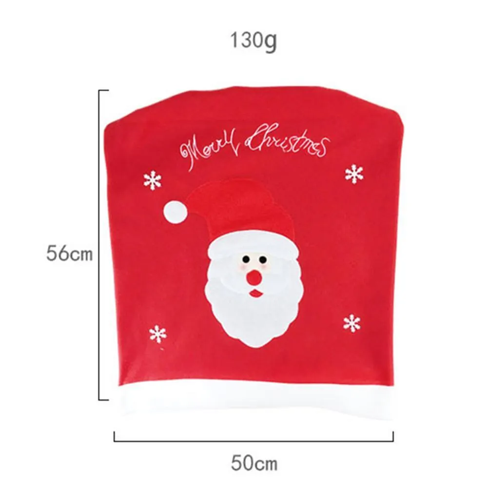 Christmas Chair Cover Santa Claus Snowman Kitchen Tableware Hotel Seat Case