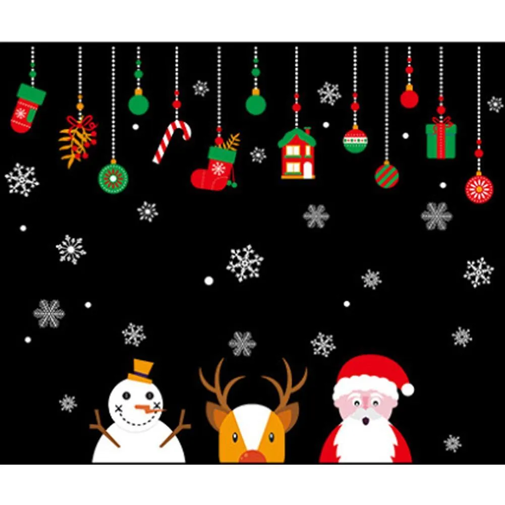 Christmas Wall Sticker Santa Claus Snowman Elk Window Removable PVC Decal