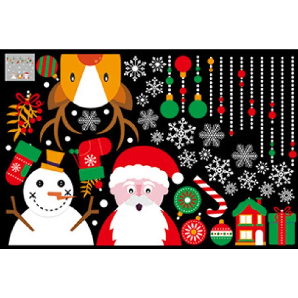Christmas Wall Sticker Santa Claus Snowman Elk Window Removable PVC Decal