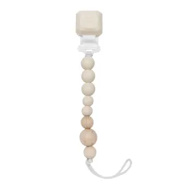 Color Pop Silicone   Wood Pacifier Clip - Coconut Milk by Loulou Lollipop