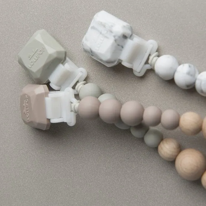 Color Pop Silicone   Wood Pacifier Clip - Cool Gray by Loulou Lollipop