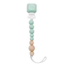 Color Pop Silicone   Wood Pacifier Clip - Mint by Loulou Lollipop