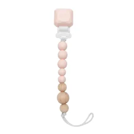 Color Pop Silicone   Wood Pacifier Clip - Pink Quartz by Loulou Lollipop