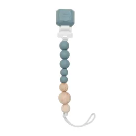 Color Pop Silicone   Wood Pacifier Clip - Slate by Loulou Lollipop