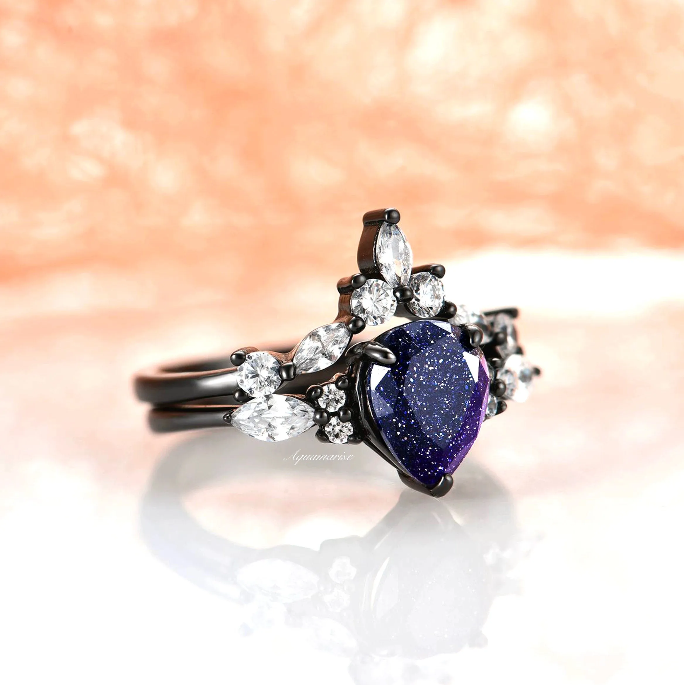 Evelyn Starry Night Ring Set- Black Rhodium Filled