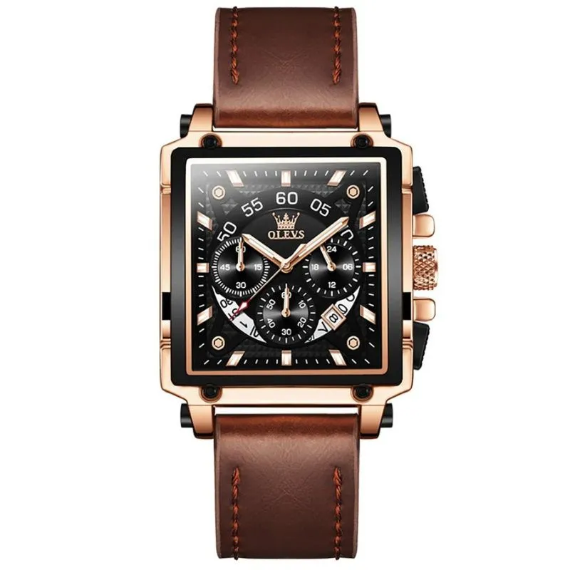 Fashionable Chronograph Watch with Square Dial