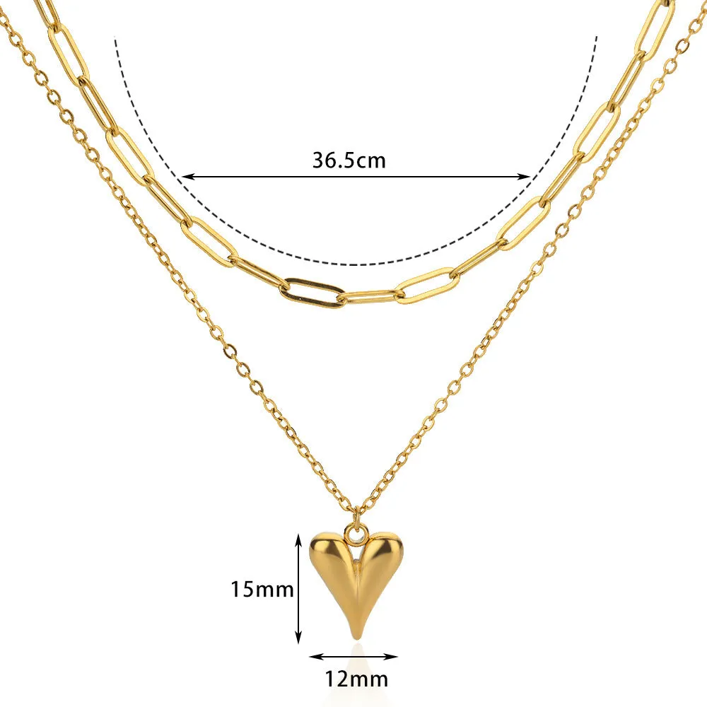 Fashionable Golden Love Chain Double-layer Necklace