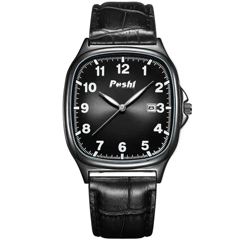 Fashionable Quartz Watch with Leather Strap