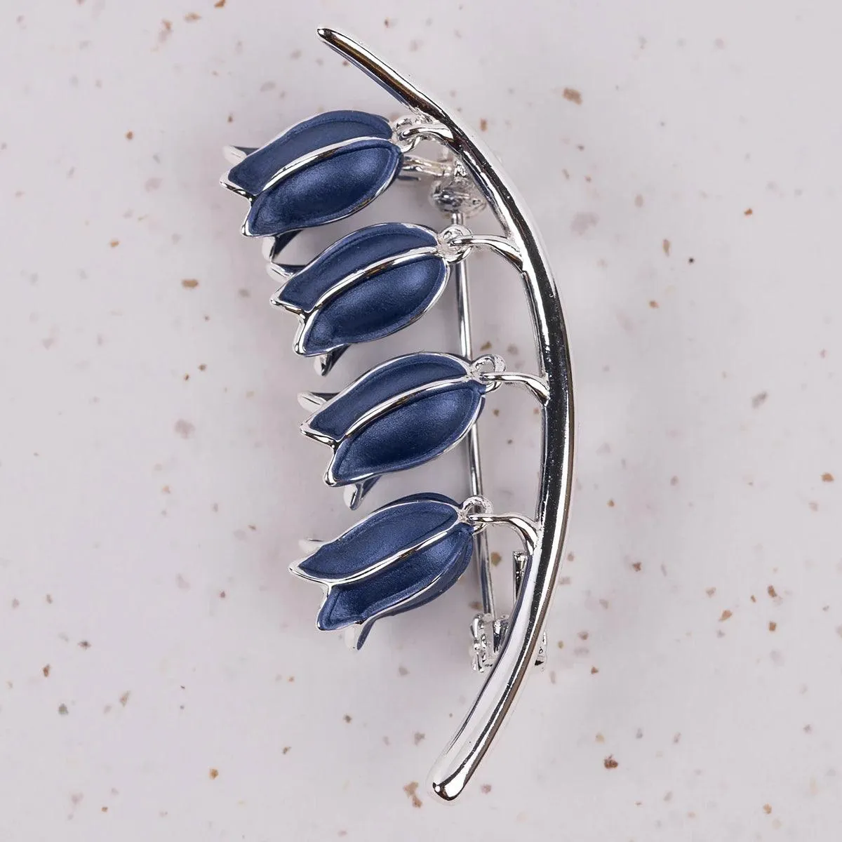 Hartfield Handcrafted Bluebell Brooch in Silver