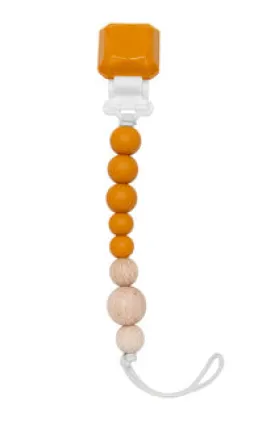 Lou Lou Lollipop Color Pop Silicone & Wood Pacifier Clip Golden Glow