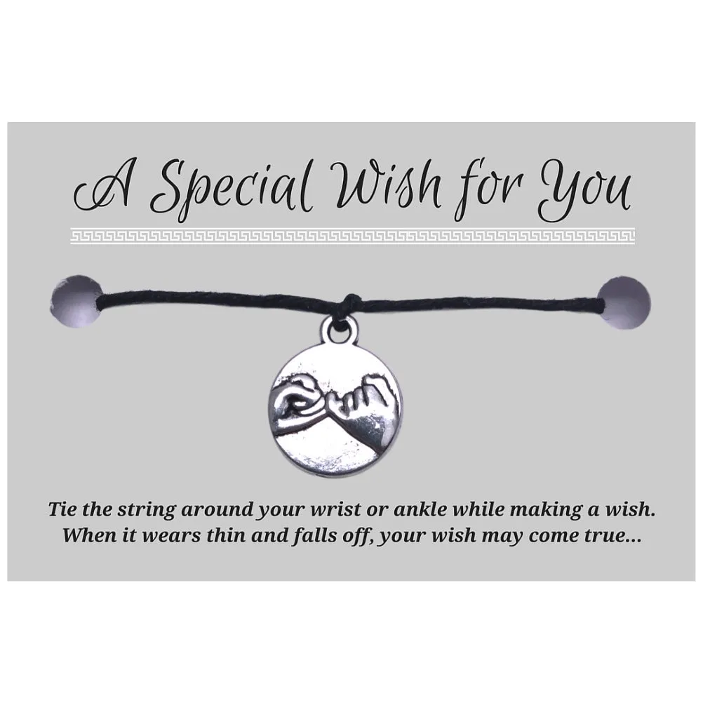 Pinky Promise Charm Hemp Wish Bracelet - Colour Choice