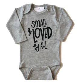 Roman & Leo - Small and Loved by All Long-Sleeve Baby Onesie in Heather Grey