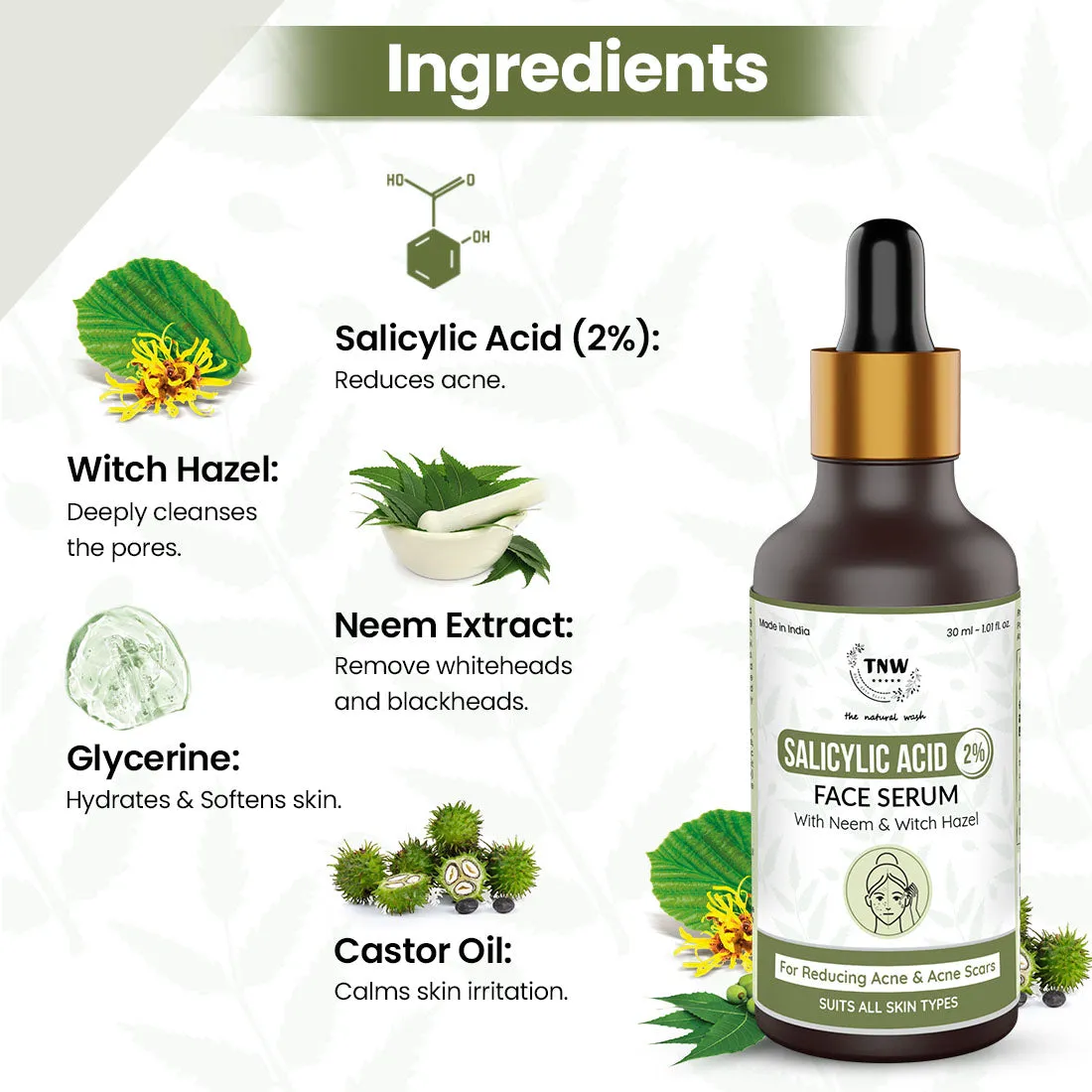 Salicylic Acid Serum for Reducing Acne & Acne Scars.