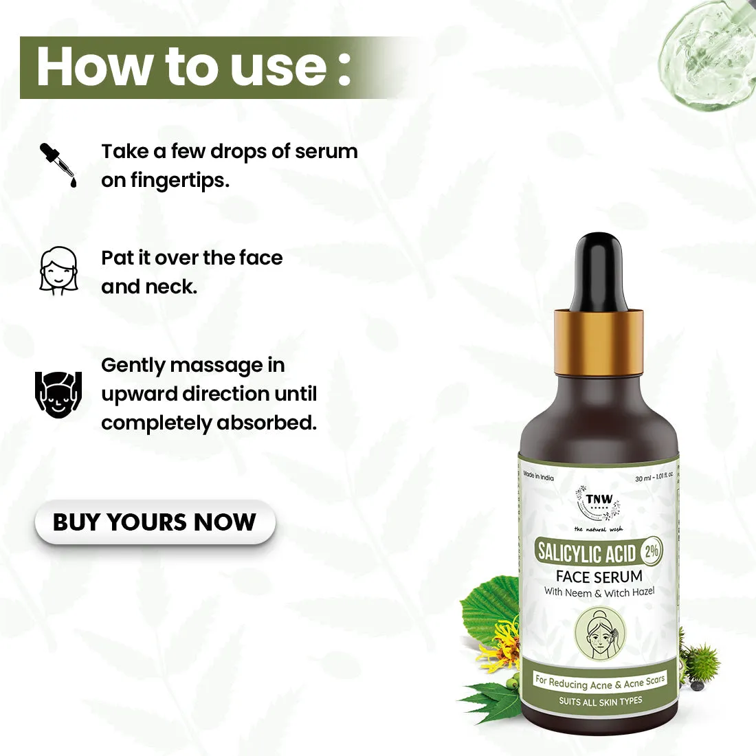 Salicylic Acid Serum for Reducing Acne & Acne Scars.