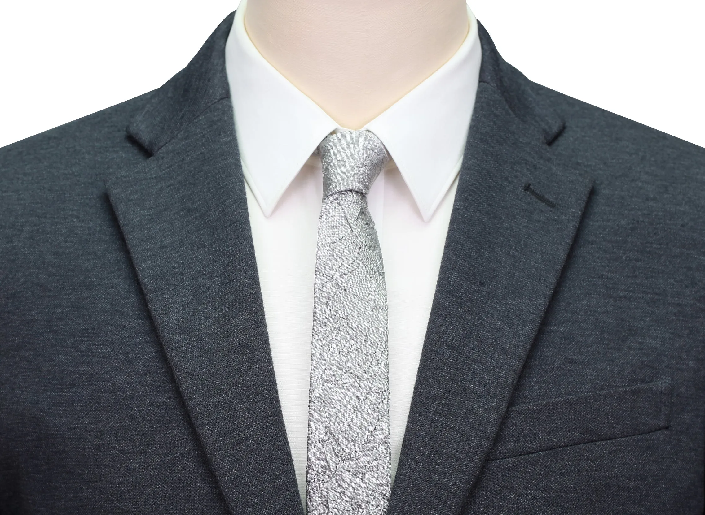Skinny Crinkle Tie in Aluminum