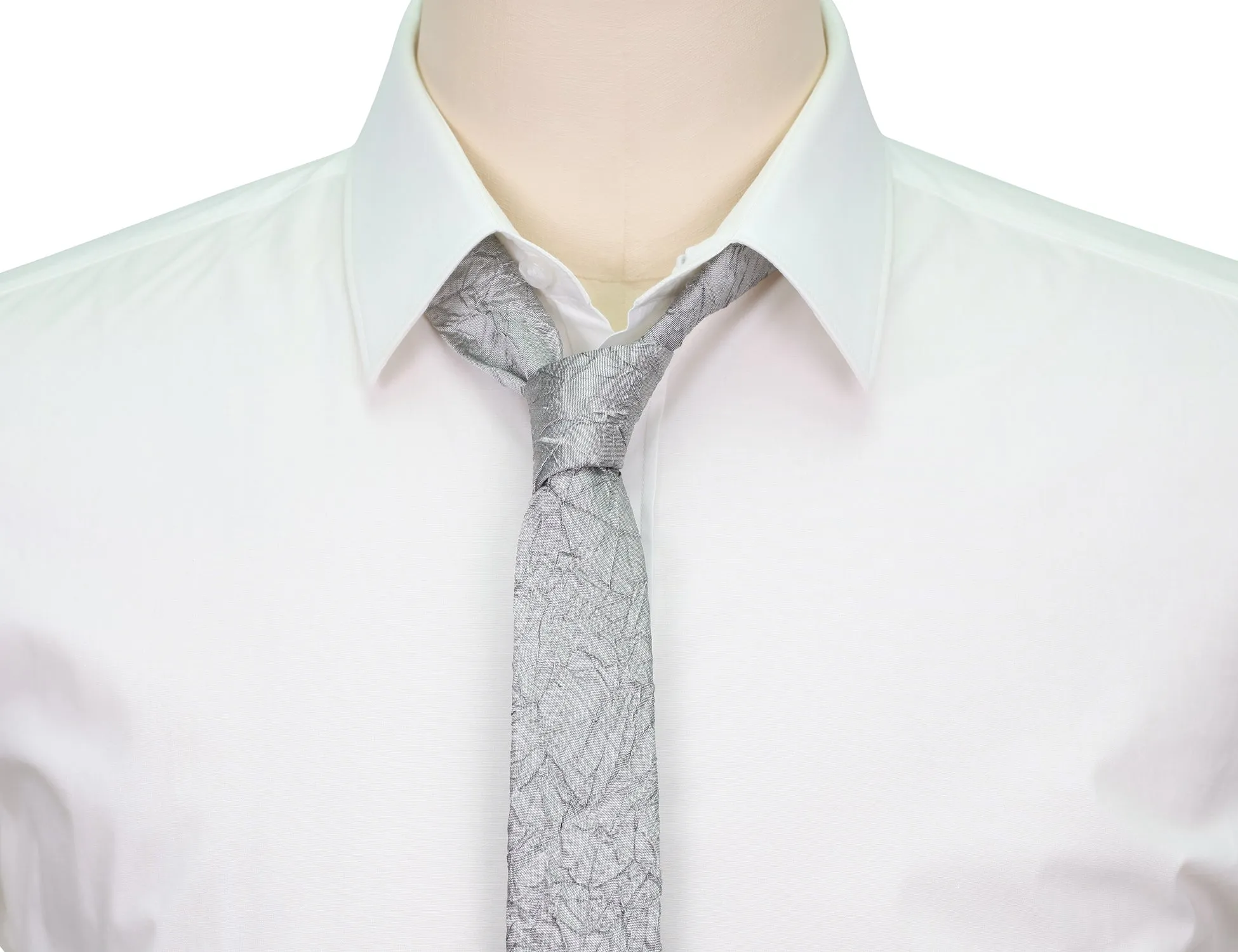 Skinny Crinkle Tie in Aluminum