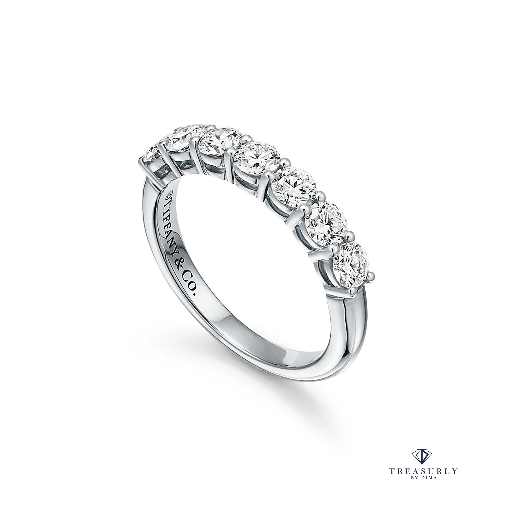 TIFFANY & Co Authentic Embrace with a Half Circle of 7 Diamonds Forever Platinum Ring Pt950
