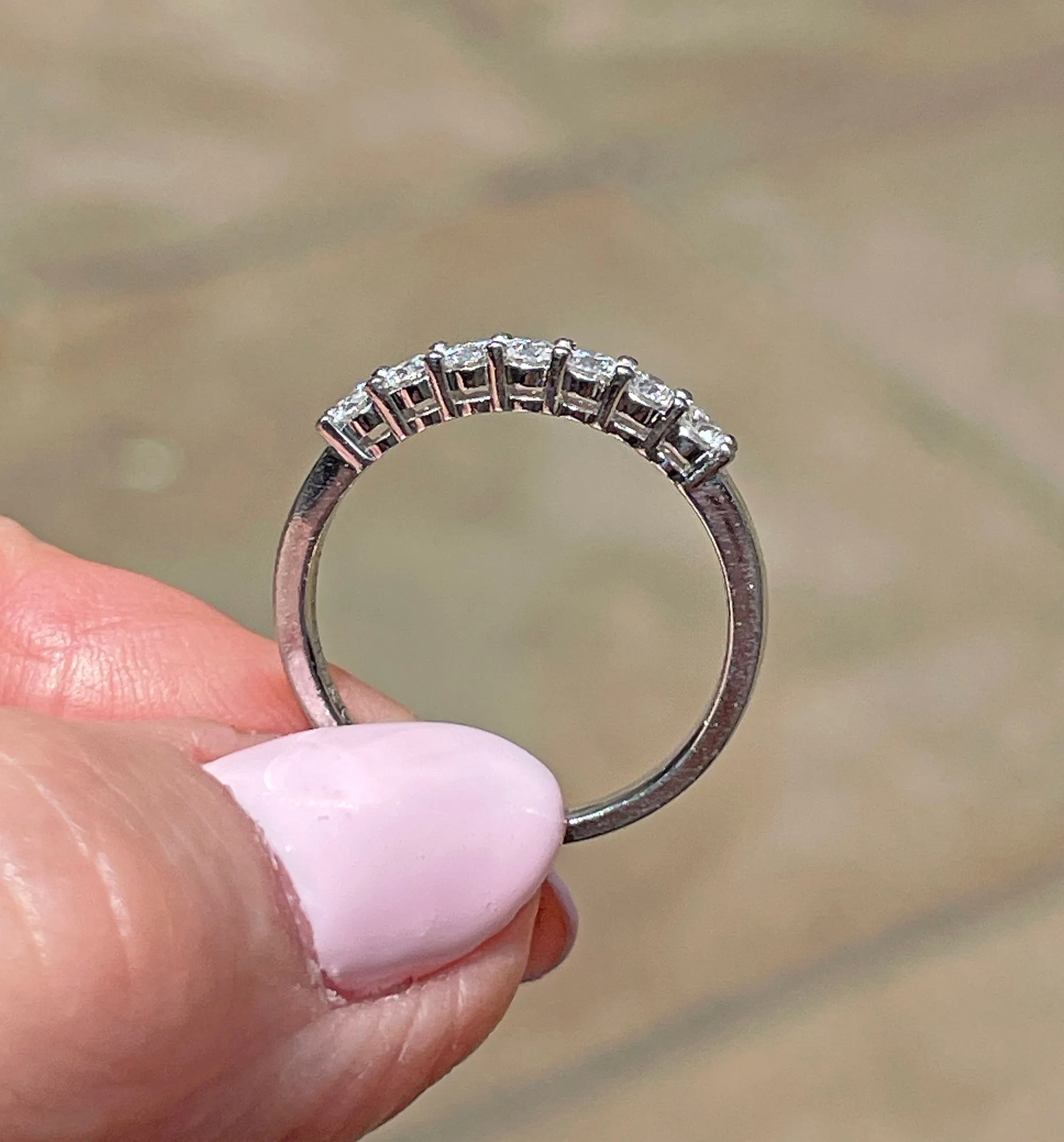 TIFFANY & Co Authentic Embrace with a Half Circle of 7 Diamonds Forever Platinum Ring Pt950